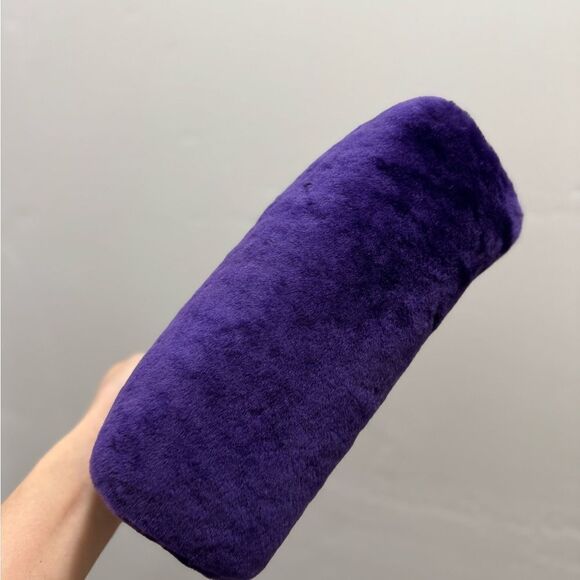 Purple Handmade Genuine Shearling Kisslock Top Handle bag/Shoulder Bag/Crossbody - Picture 14 of 16